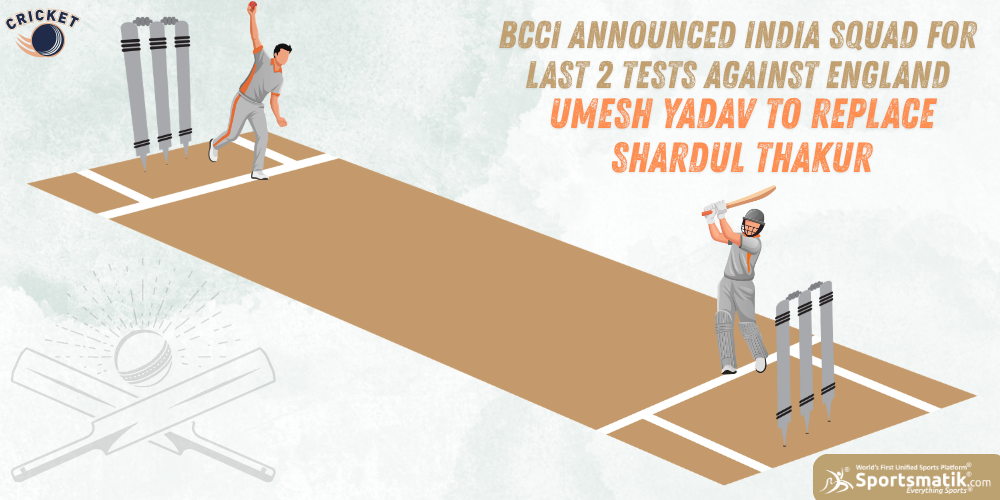 BCCI announced India Squad for last 2 Tests against England; Umesh Yadav to replace Shardul Thakur