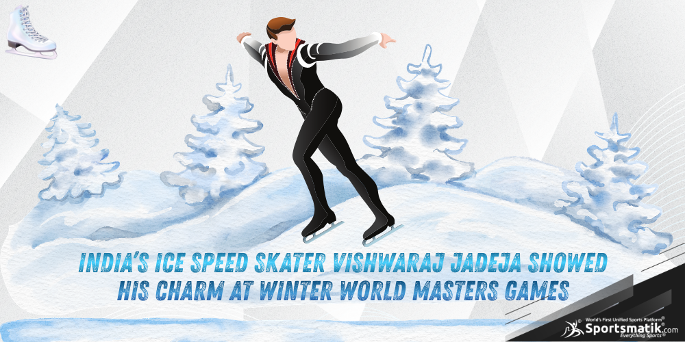India’s Ice Speed Skater Vishwaraj Jadeja showed his charm at Winter World Masters Games