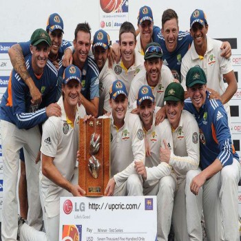 Australia celebrate their 1-0 Test series win in Sri Lanka