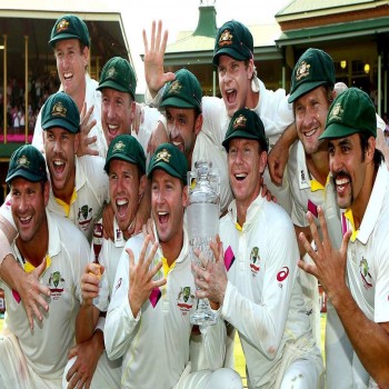 Australian Team with The Ashes Trophy