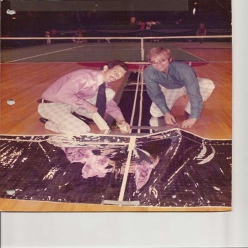 The Mylar sensors used beneath the carpet to detect where the ball landed for the first computerized, electronic line judge device