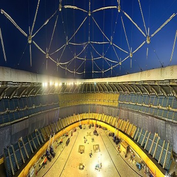 Inside the stadium during renovation work, 2024