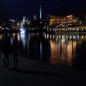 At night