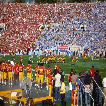 UCLA–USC football game at the Rose Bowl; the 2008 edition marked a return to the tradition of both teams wearing home jerseys