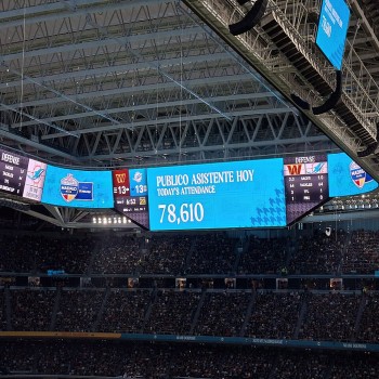 Number of people in the stands of the Santiago Bernabéu Stadium during the Miami Dolphins - Washington Commanders NFL game on November 16, 2025.