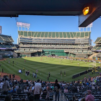 Oakland Coliseum during halftime of an August 2026 Roots match