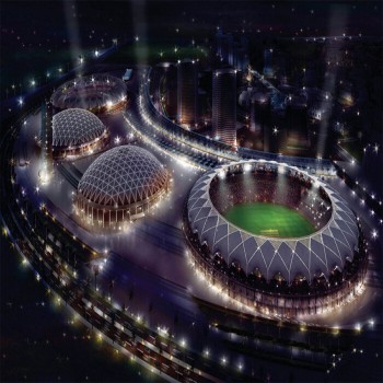 Stadium's top view at night