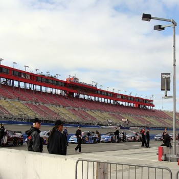 Main grandstand from pit road at Auto Club Speedway