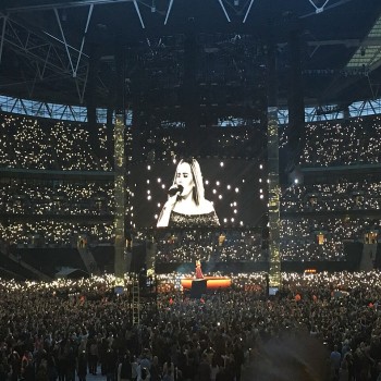 Adele at Wembley in June 2017. Adele's concert on 28 June was attended by 98,000 fans, a stadium record for a UK music event.