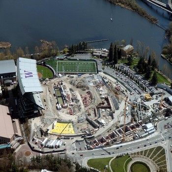 University of Washington's Husky Stadium, Seattle WA, midway through a renovation project.