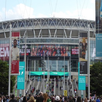 The exterior of Wembley Stadium during All In (2024)