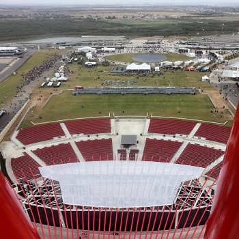 The Austin360 Amphitheater as seen from the top of the tower at Circuit of the Americas near Austin, Texas, United States.