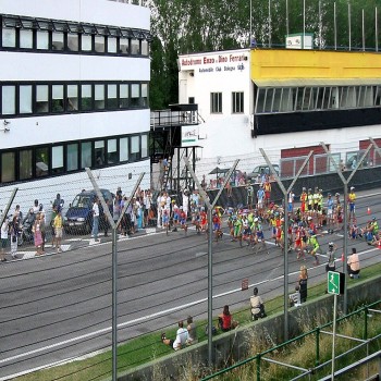 Autodromo Dino and Enzo Ferrari in Imola in Italy. Start of an inline-skater competition.