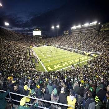 Autzen Stadium at night