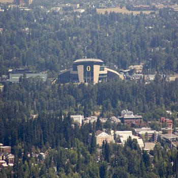Autzen Stadium as seen from the summit of Spencer Butte 19 August 2014