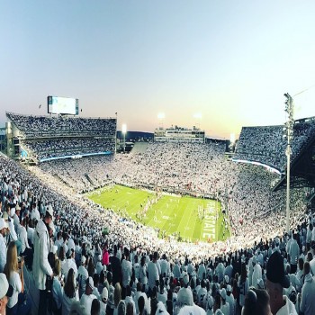 Beaver Stadium during a night game in 2018