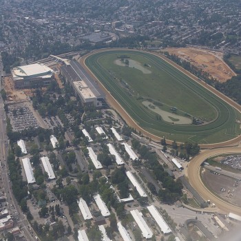 Aerial view of Belmont Park in 2021