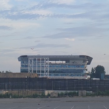 The new Belmont park under construction in June 2026