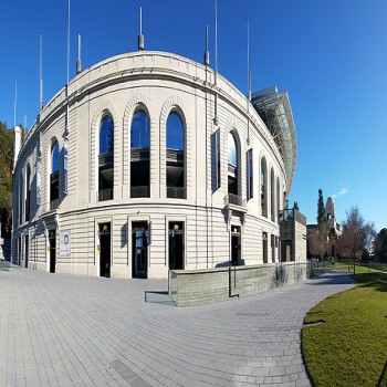 Panoramic image of the University of California, Berkeley Memorial stadium.