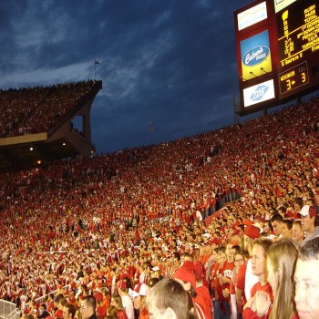 Badger fans fill the stadium during a 2005 football game with Michigan