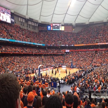 A men's basketball game between Syracuse and Louisville in the Dome in March 2013