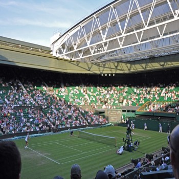 Centre Court during the 2010 Wimbledon Championships with the new retractable roof