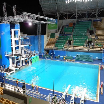 The diving tower during the 2016 Summer Olympics
