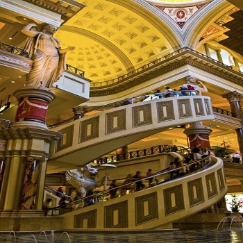 The circular escalator at The Forum Shops at Caesar's Palace
