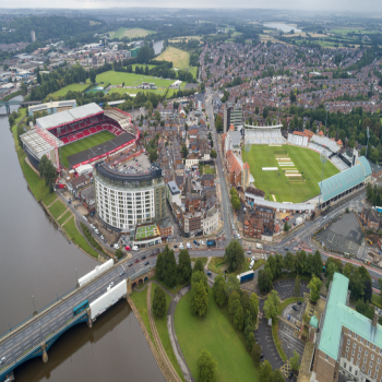 Trent Bridge cricket ground, the adjacent bridge and the City Ground, home of Nottingham Forest Football Club