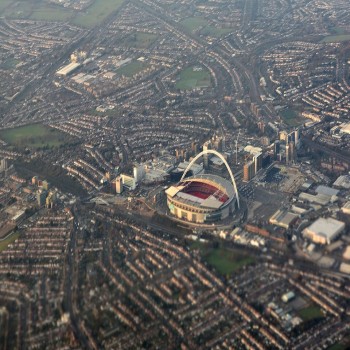 Aerial view of Wembley Stadium and its surroundings in 2016
