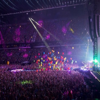 British rock band Coldplay performing at the stadium, as part of their A Head Full of Dreams Tour, in June 2016.