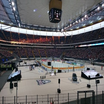 An ice hockey game in the arena