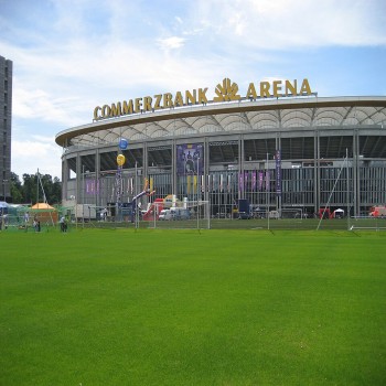 Exterior view (2007), with old Commerzbank arena logo