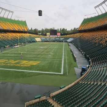 The view from the side of the stadium