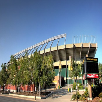 East exterior of Commonwealth Stadium in Edmonton, Alberta, Canada.