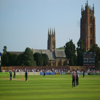 The churches of St James and St Mary Magdalene form the backdrop to the ground