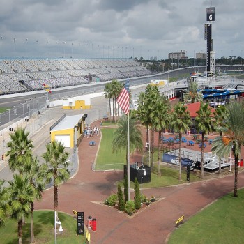 View of the infield from President's Row at Daytona International Speedway.