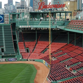 Although it is only 302 feet to "Pesky's Pole", the fence directly behind it sharply curves away.