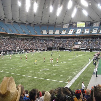 Interior view of BC Place under its original roof in 2005