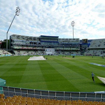 The South and West Stands at Edgbaston Cricket Ground at close of play