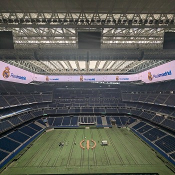 Interior and retractable roof of the stadium in 2024.