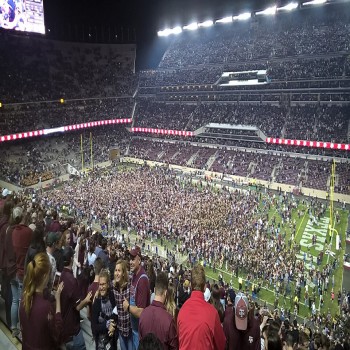 Fans storming Kyle Field after the winning touchdown and successful two-point conversion in the 2018 LSU vs. Texas A&M football game