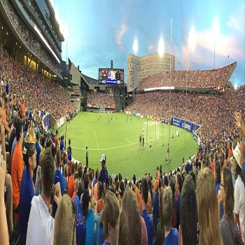 Nippert hosting the FC Cincinnati v Chicago Fire soccer match on 28 June 2017, after the field expansion