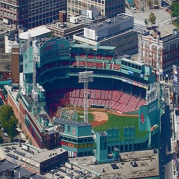 A view of Fenway Park and the surrounding neighborhood, as seen from the Prudential Tower