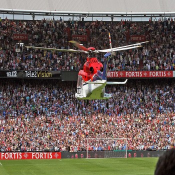 Feyenoord Helicopter entering the stadium