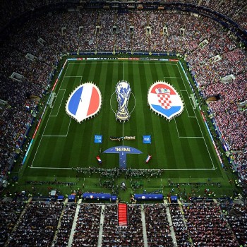 The stadium prior to the 2018 FIFA World Cup Final kick-off