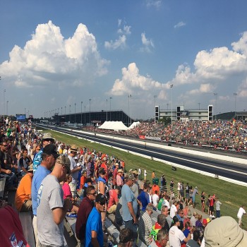 Looking down the drag strip towards the finish line during the 2016 NHRA Midwest Nationals.