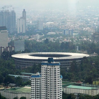 A view of Jakarta's Bung Karno Stadium from the 46th floor of Wisma 46