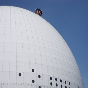 A small cottage bolted to the top of the Globe