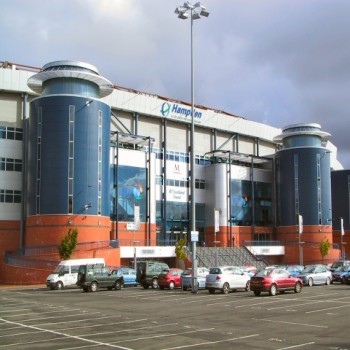 Exterior of Hampden's South Stand, which was opened in 1999